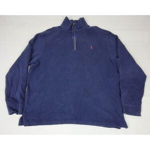 Polo Ralph Lauren Quarter Zip Sweater‎ Men's Size XL. Long Sleeve Navy Mock Neck